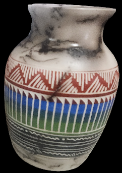 Horsehair painted pottery 7 x 4 3/4 inches