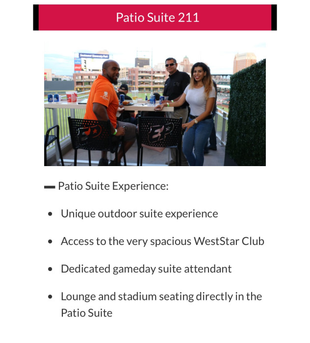 Tickets for August 6th, 2025.  This is for a patio suite that comes with 18 tickets.  This can be increased to 24 @ $70 per extra person.  (Food and beverage can be pre-ordered to be delivered to you at your suite.)