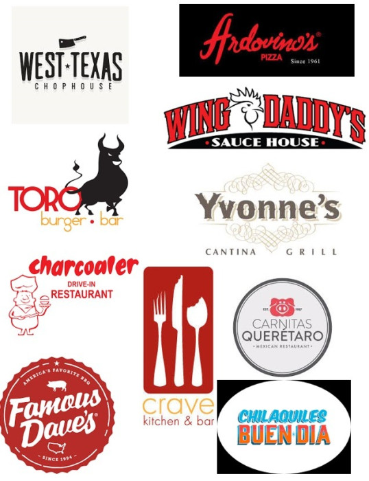 Gift cards to 10 local restaurants located around El Paso
West Texas Chop House,
Ardovino's,
Chilaquiles Buen Dia,
Wing Daddy's,
Toro Burger Bar,
Charcoaler Drive-In Restaurant,
Yvonne's Cantina Grill,
Famous Daves,
Carnitas Queretero,
Crave Kitchen & Bar,