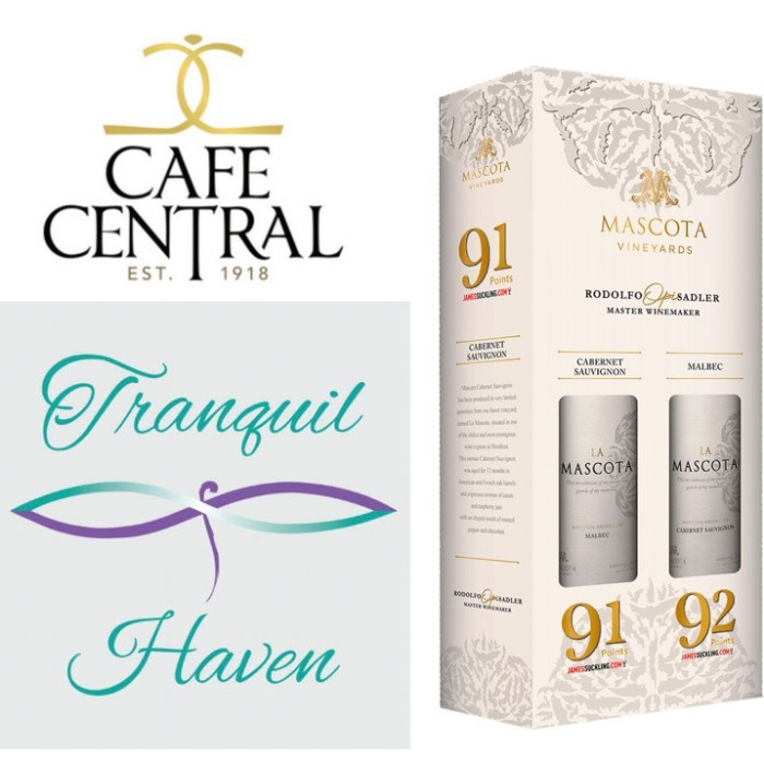 Includes a gift card for Café Central, Couples Massage from Tranquil Haven, and 2 bottles of wine from Mascota Vinyards.