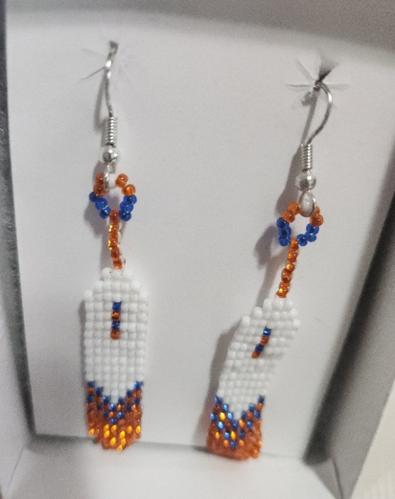 Blue, White, Orange beaded